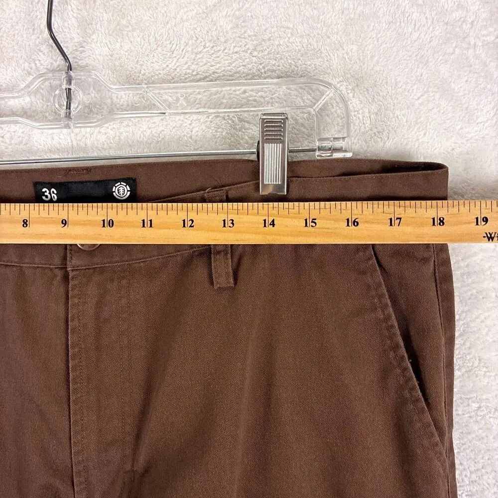 VTG Element Pants Men 36 Brown Jeremy Fish Twill Chino Preppy Skate Workwear Y2K